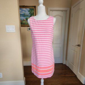 Lilly Pulitzer Eden Shift Dress Women Pink White Stripe Sleeveless Resort Sz M